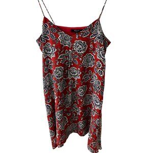 Madewell Red & Navy Silk Trapeze Spaghetti Strap Size M Mini Dress  NWOT